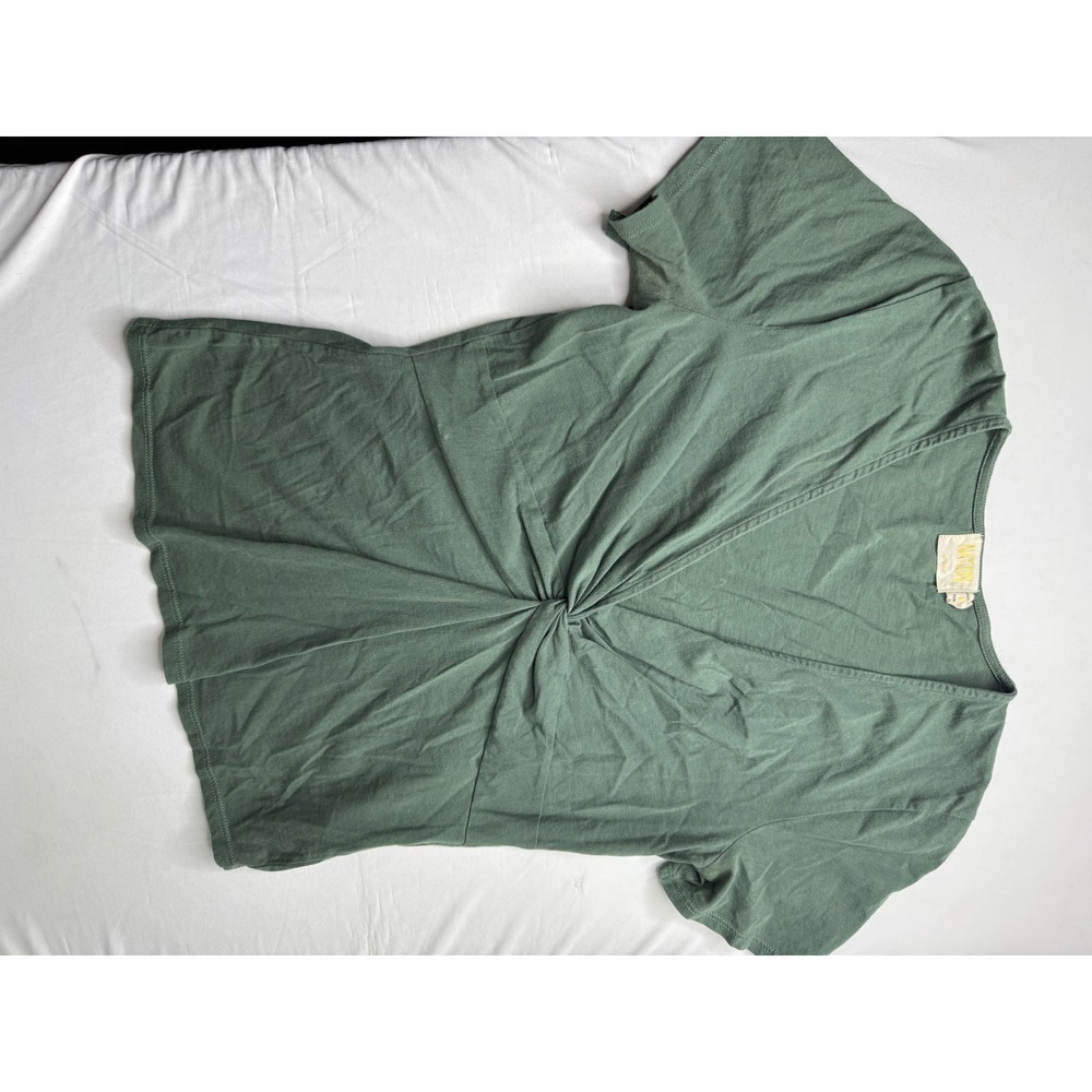 Nation LTD Sage Green Twist Front V-Neck Short Sleeve Top Small